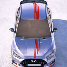 Capó y techo Central Ala Racing Rayas Vinilo Pegatinas Calcomanía ajuste para Hyundai Veloster 2
 3