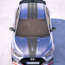 Caperina y techo Central V Racing rayas Pegatinas de vinilo Decal a Hyundai Veloster
 3