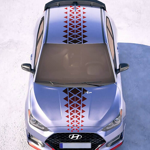 Caperina y techo Central Gradiente Ornamentos Rayas de carreras Pegatinas de vinilo Cocinas para Hyundai Veloster
 1