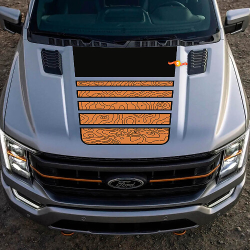 Calcomanía de vinilo con franjas topográficas para capó de musclecar truck Tremor