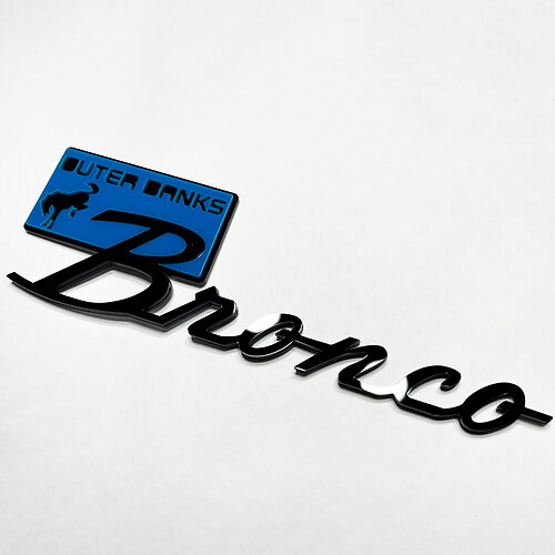 Bronco Outer Banks Insignias de guardabarros Emblema Tailgate 3d Blue vs Negro

