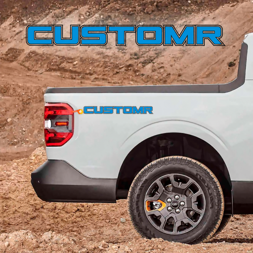 CUSTOMR Blue Double Outline Lettering Pair Lateral de la caja Adhesivo de vinilo para Ford F-250