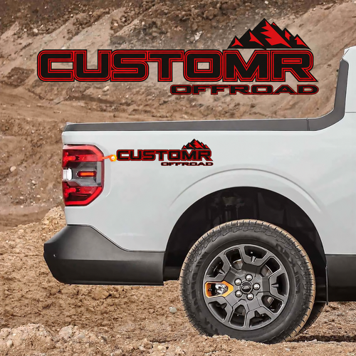 CUSTOMR Offroad Mountain Outline Pair Lateral de la caja Adhesivo de vinilo para Ford F-250