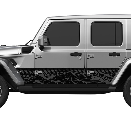 Pistas de neumáticos Puertas laterales de envoltura de montaña Pegatina de calcomanía de vinilo Jeep Wrangler 2
