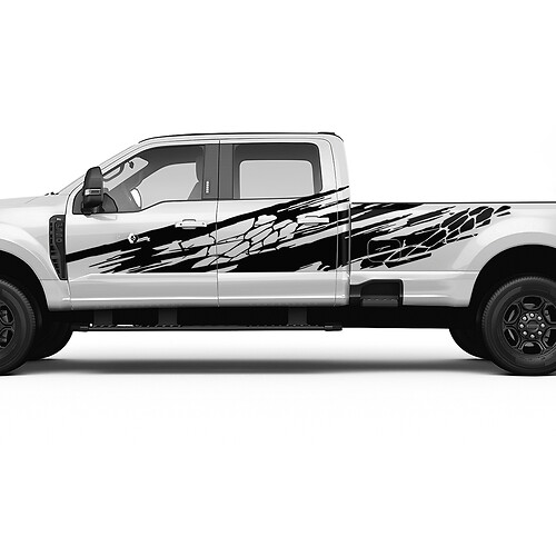 Ford F150 F250 F350 Kit de calcomanía de estilo de piel de grunge Splash - Gráficos laterales de pegatinas de vinilo en la cabecera
