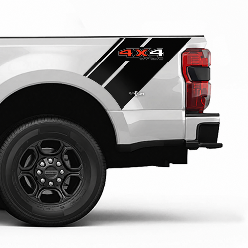 Par de calcomanías vinílicas de banda diagonal para cama 4X4 Off Road para Ford F-350