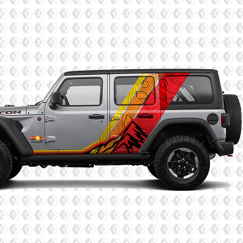 Montañas Mapa topográfico Puertas laterales retro kit de rayas para jeep wrangler
