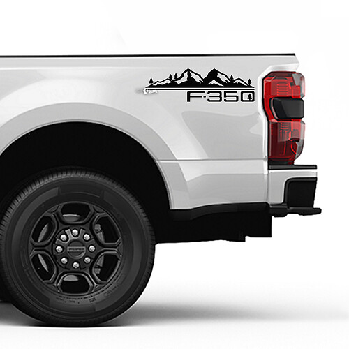 Montañas F350 árboles lado de cama Kit de calcomanías de calcomanías de vinilo gráficos laterales para camiones Ford
