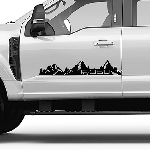 Montañas F350 árboles de cama lado de cama Kit de calcomanías de calcomanías gráficos laterales de vinilo para camiones Ford
