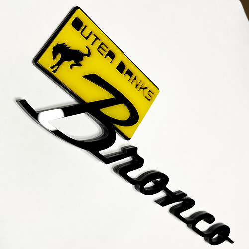 Bronco Outer Banks Insignias de guardabarros Emblema 3D Insignia Amarillo Vs Negro
