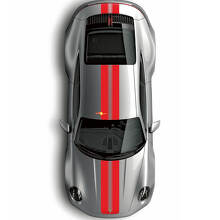 Kit de adhesivos de vinilo de franjas gemelas para el techo, capó y maletero trasero para Porsche 997 Carrera_3