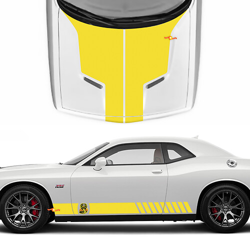Calcomanías laterales de la campana para Dodge Challenger Cobra Kai Style Vinyl Racing Decal Sticker
