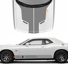 Calcomanías de vinilo para capó y laterales con rayas estilo Racing Cobra Kai para Dodge Challenger_2