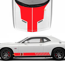 Calcomanías de vinilo para capó y laterales con rayas estilo Racing Cobra Kai para Dodge Challenger_3