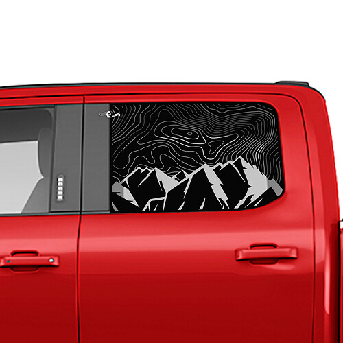 Montañas laterales Mapa topográfico Ventana Calcomanía gráficos de pegatinas de vinilo para camiones Ford
