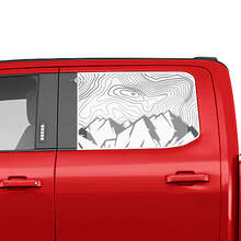 Calcomanía de vinilo con gráfico de mapa topográfico de montañas para ventana lateral de camiones Ford 2