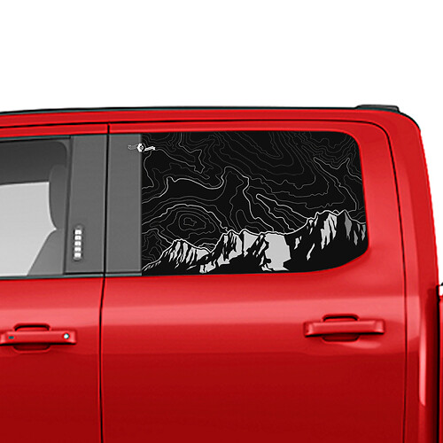Montañas laterales Mapa topográfico Ventana Calcomanía gráficos de pegatinas de vinilo para camiones Ford 2
