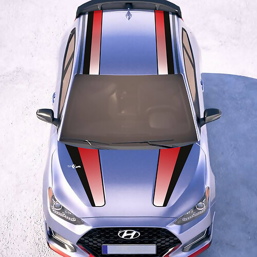 Caperina y techo Central de carreras Rayas Pegatinas de vinilo Decal a Hyundai Veloster
 1