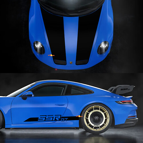 Porsche SSR GT Carrera Stripes - Pegatina de calcomanía lateral y capucha

