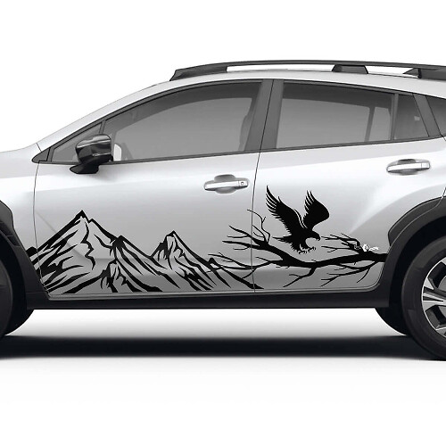 Pegatina gráfica de vinilo para puertas laterales Mountains Branch Eagle para Subaru Crosstrek