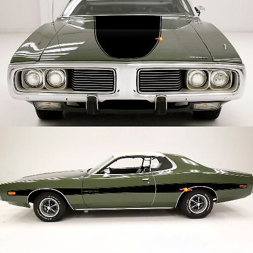 Kit de calcomanías de vinilo con franjas para capó y laterales para Dodge Charger 1973-74