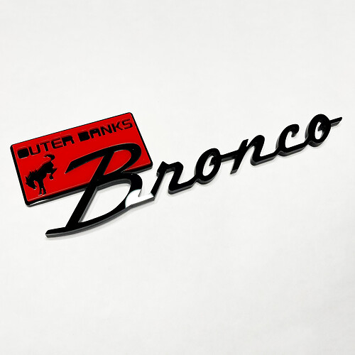 Bronco Outer Banks Insignias de guardabarros Emblema 3d Insignia Red Vs Negra
