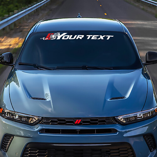 Calcomanía de vinilo con logotipo Hornet y texto personalizado para parabrisas para Dodge Hornet