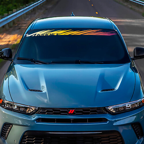 Pegatina de calcomanía de banner de color del parabrisas - Gráficos de vinilo personalizados ajustados para esquivar Hornet
