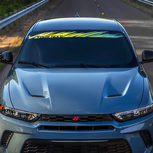 Vinilo adhesivo de vinilo con banner de parabrisas envejecido y color personalizado para Dodge Hornet_3