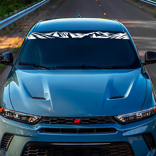 Pegatina de calcomanía de banner de montañas del parabrisas - Gráficos de vinilo personalizados para esquivar Hornet
