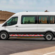 Calcomanías de rayas a cuadros laterales de vinilo de vinilo Ford Transit
 3