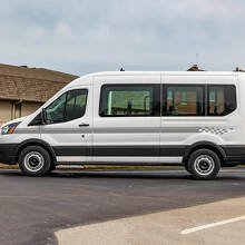 Calcomanías de rayas a cuadros de vinilo para los laterales de Ford Transit
 2