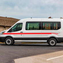 Calcomanías de rayas a cuadros de vinilo para los laterales de Ford Transit
 3