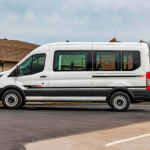 Calcomanías de rayas laterales de vinilo Ford Transit Racing Graphics de vinilo
