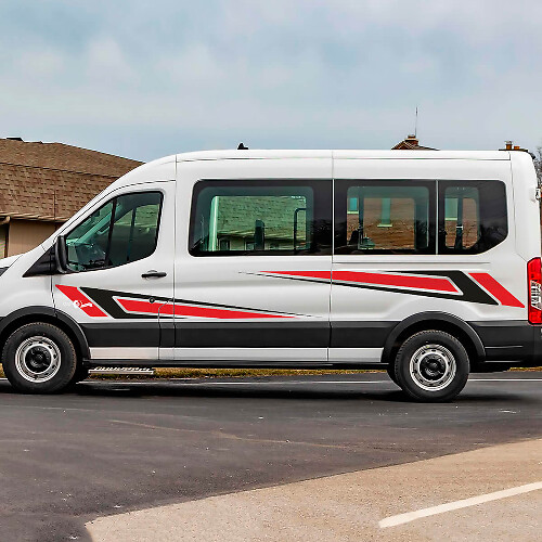 Calcomanías de rayas laterales de vinilo Ford Transit Racing Graphics Vinyl

