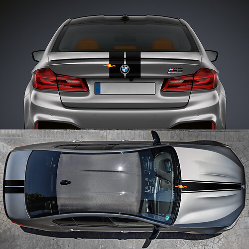 Kit de calcomanía de calcomanías de doble rayas de capucha y tronco para BMW M5

