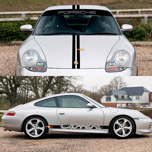 Kit de Calcomanías Retro de Rayas Carrera para Capó, Lado y Parabrisas para Porsche 911
