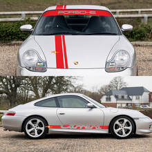 Porsche 911 Carrera Dual Stripes centrales Central retro Campana lateral de parabrisas Kit de calcomanía
 3