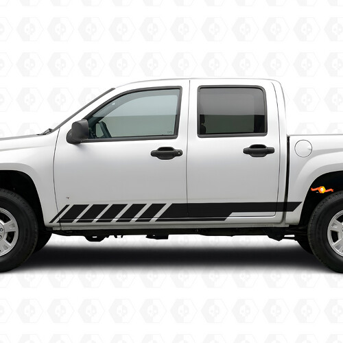 Vinilos en franjas inclinadas para puertas de competición y paneles laterales para Chevrolet Colorado 1ª Generación 2004-2012
