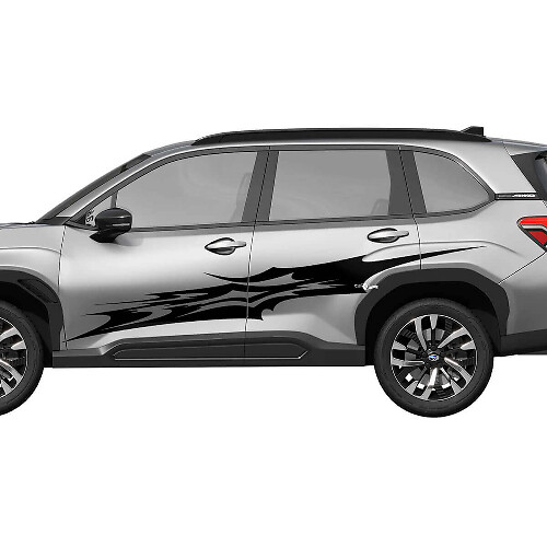 Calcomanía gráfica de vinilo con franjas de carreras abstractas para puertas laterales 2 para Subaru Forester