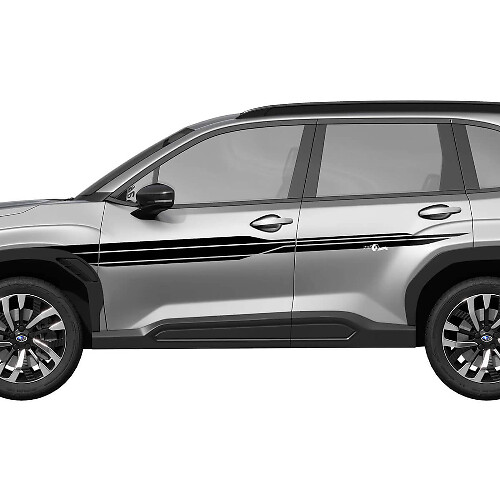 Calcomanía de vinilo con rayas de carreras para puertas laterales - Calcomanía gráfica de ajuste universal para Subaru Forester 1
