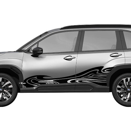 Calcomanía de vinilo con rayas de carreras en las puertas laterales - Calcomanía gráfica ajuste universal Subaru Forester 1
