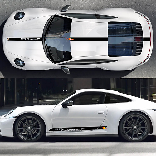 Porsche 911 Carrera t Campón de techo lateral Decal Panel Rocker Striegas Puertas Kit calcomanía
