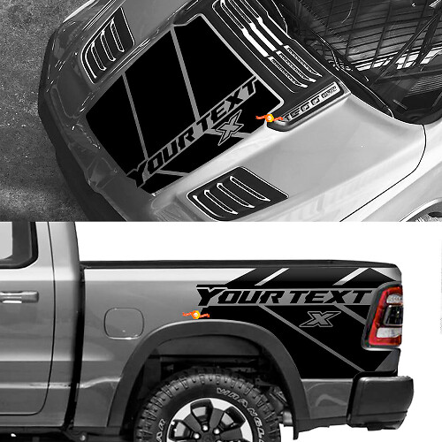 Kit de calcomanías de vinilo para capó personalizado y franjas laterales traseras para Dodge Ram 1500 Rebel