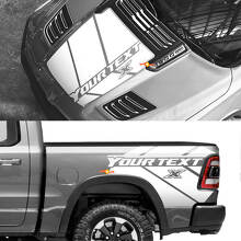 Kit de calcomanías de vinilo para capó personalizado y franjas laterales traseras para Dodge Ram 1500 Rebel_2