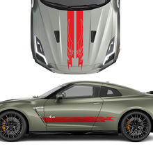 Capucha y lados Kit de calcomanía de rayas de gráficos tribales duales para Nissan GT-R
 2