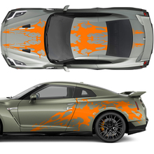 Capucha y lados Kit de calcomanía de rayas de gráficos de sangre dual para Nissan GT-R
 3