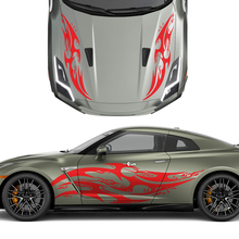 Capucha y lados Kit de calcomanías de rayas de gráficos de tatuajes de tatuaje de doble tatuaje para Nissan GT-R
 2