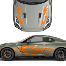 Capucha y lados Kit de calcomanías de rayas de gráficos de tatuajes de tatuaje de doble tatuaje para Nissan GT-R
 3