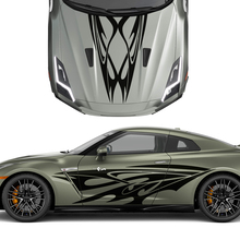 Capucha y lados Kit de calcomanías de rayas de gráficos de tatuajes de tatuaje de doble tatuaje para Nissan GT-R 3
 2